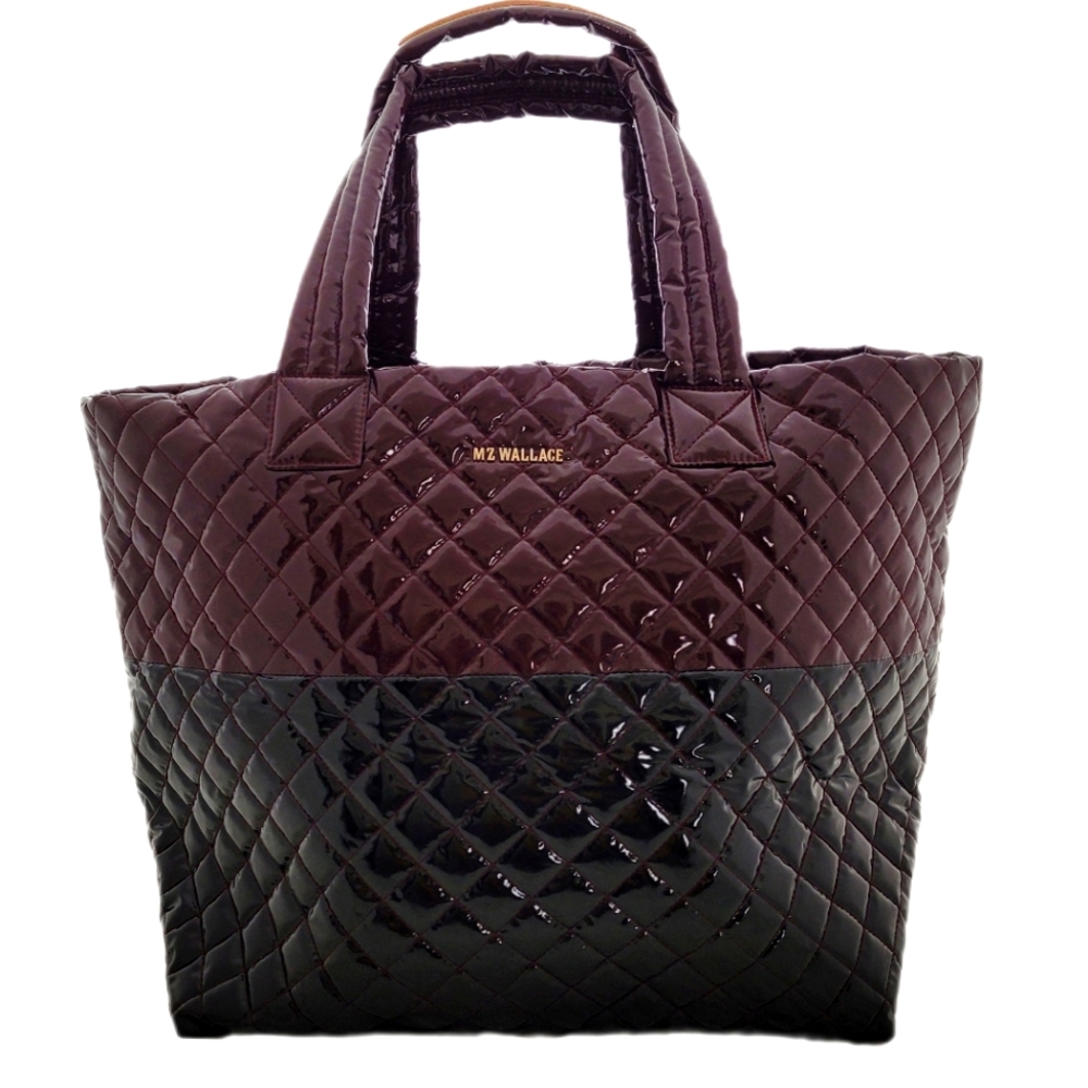 MZ Wallace Port and Black Lacquer Large Metro Tote